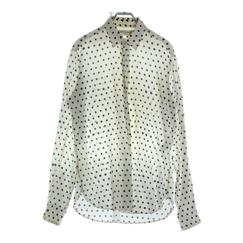 SAINT LAURENT PARIS(サンローランパリ) 16AW ポルカドット レーヨン長袖シャツ ホワイト 467311 Y345Q