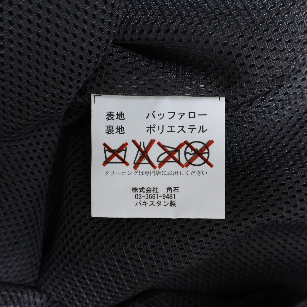 HORN WORKS(ホーンワークス) パンチングレザー バッファロー ジップアップ 半袖ジャケット ダークグレー