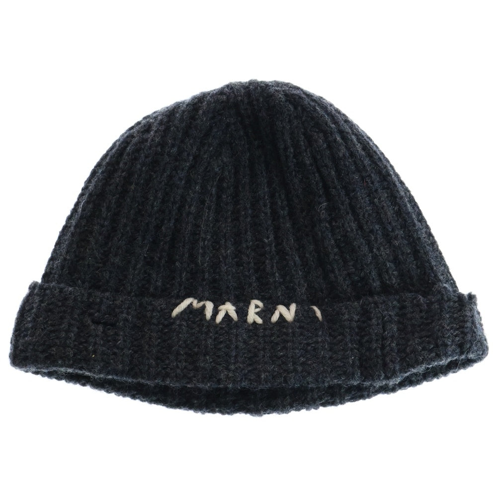 MARNI(マルニ) 23AW ハンドステッチロゴ ウールニットビーニー 帽子 グレー CLZC0111A0 UFW310