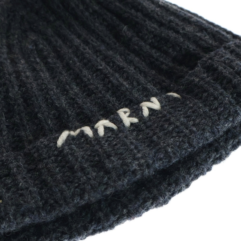 MARNI(マルニ) 23AW ハンドステッチロゴ ウールニットビーニー 帽子 グレー CLZC0111A0 UFW310