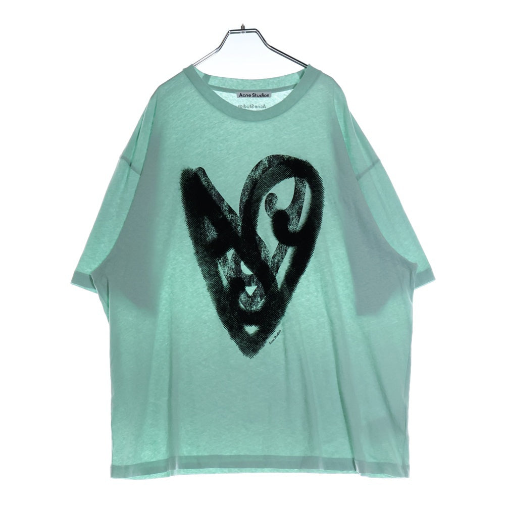 Acne Studios(アクネ ストゥディオズ) RELAX FIT LOGO T-SHIRT フロントロゴプリントTシャツ 半袖クルーネックカットソー ライトグリーン FN-UX-TSHI000140