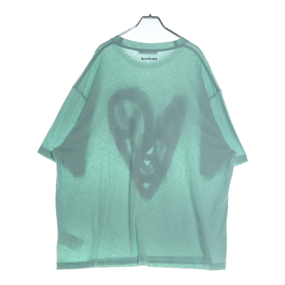 Acne Studios(アクネ ストゥディオズ) RELAX FIT LOGO T-SHIRT フロントロゴプリントTシャツ 半袖クルーネックカットソー ライトグリーン FN-UX-TSHI000140
