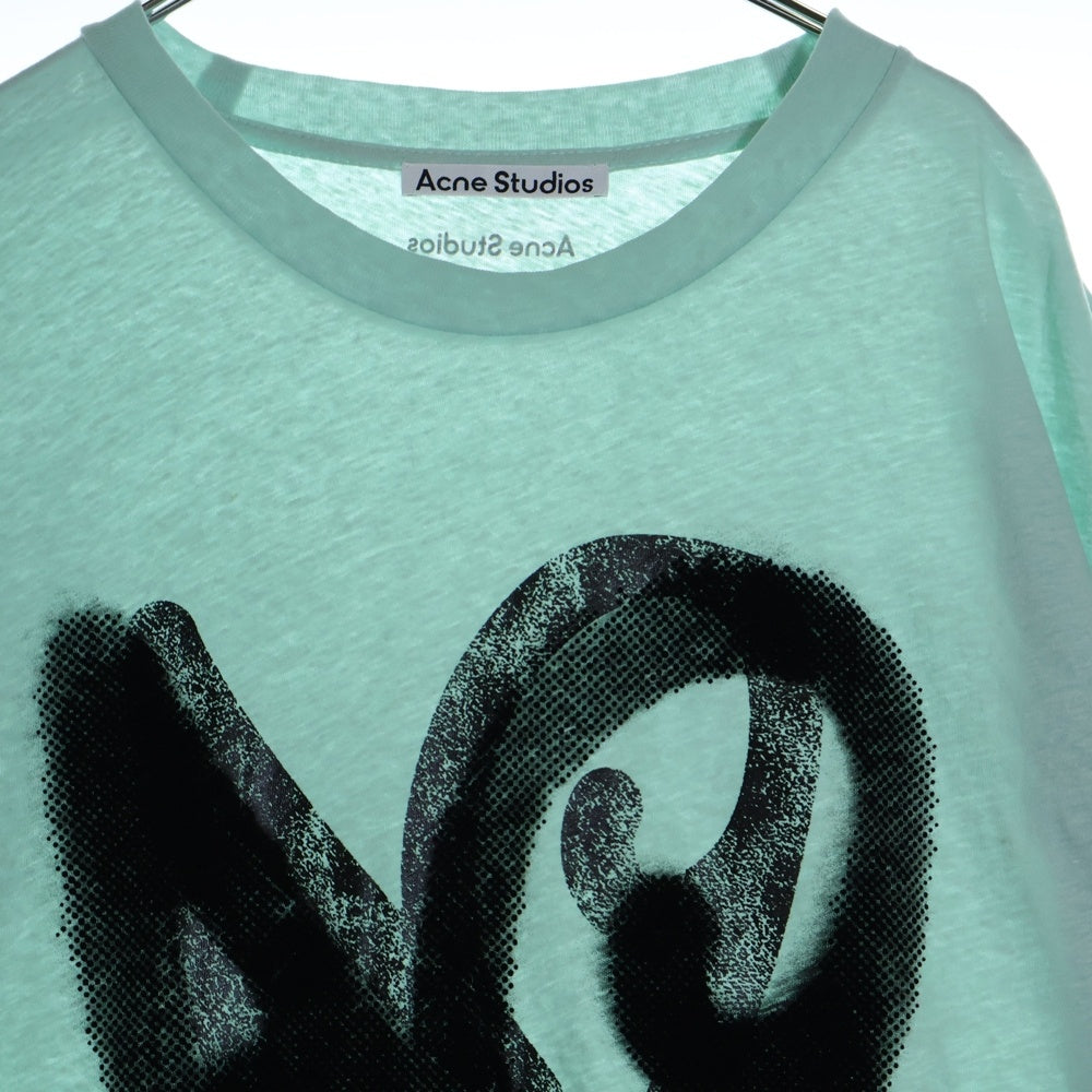 Acne Studios(アクネ ストゥディオズ) RELAX FIT LOGO T-SHIRT フロントロゴプリントTシャツ 半袖クルーネックカットソー ライトグリーン FN-UX-TSHI000140