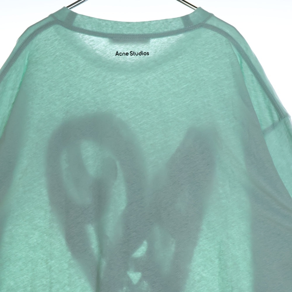 Acne Studios(アクネ ストゥディオズ) RELAX FIT LOGO T-SHIRT フロントロゴプリントTシャツ 半袖クルーネックカットソー ライトグリーン FN-UX-TSHI000140