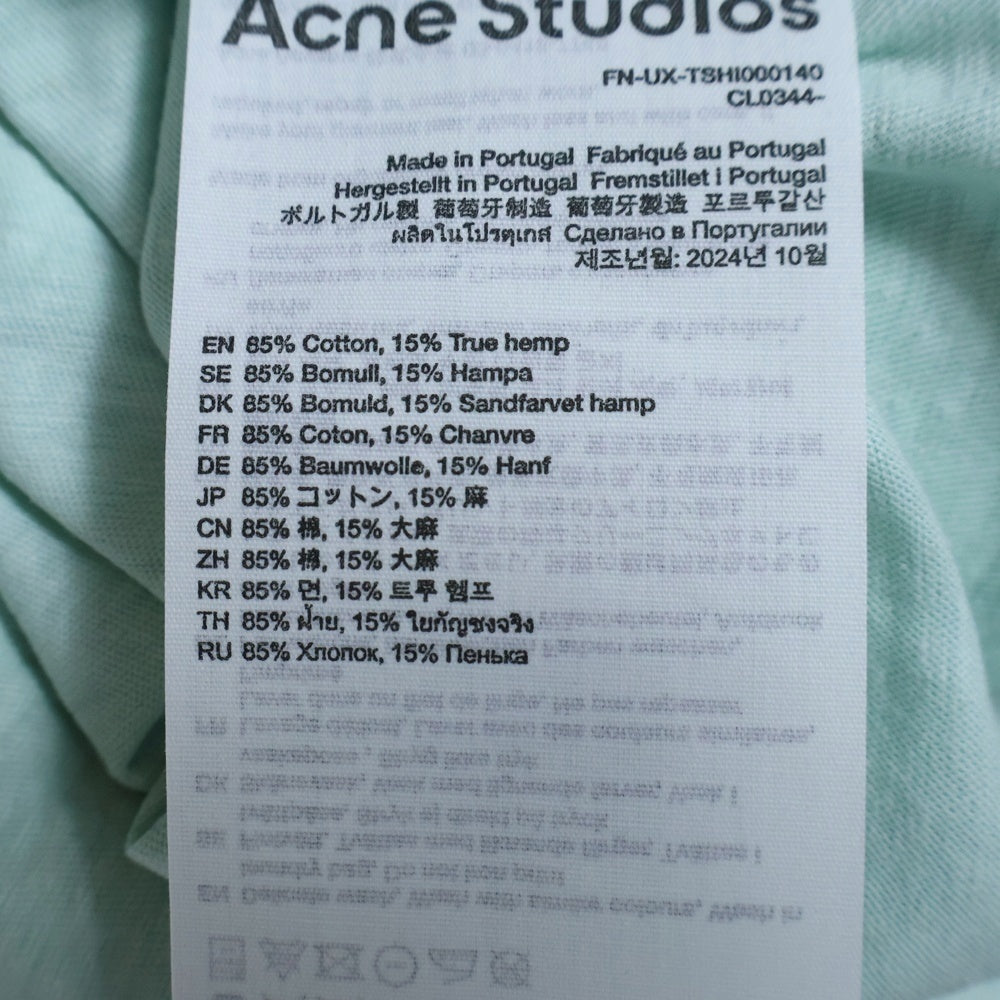 Acne Studios(アクネ ストゥディオズ) RELAX FIT LOGO T-SHIRT フロントロゴプリントTシャツ 半袖クルーネックカットソー ライトグリーン FN-UX-TSHI000140