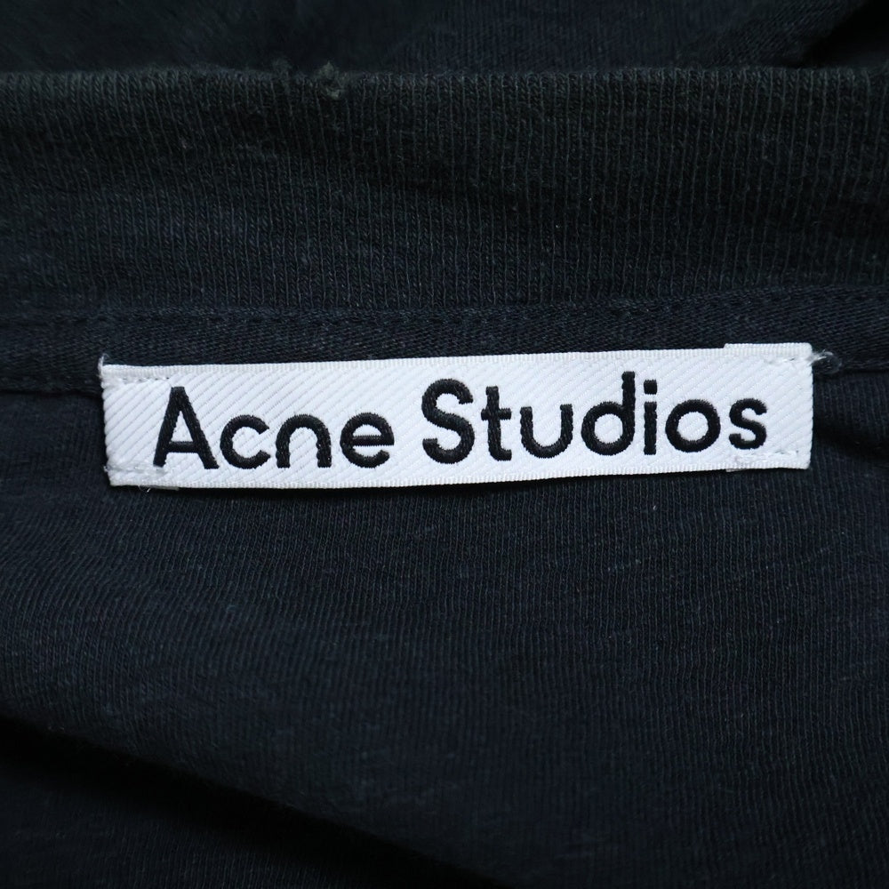 Acne Studios(アクネ ストゥディオズ) プリントロゴ ダメージ加工Tシャツ 長袖クルーネックカットソー ブラック FN-UX-TSHI000016