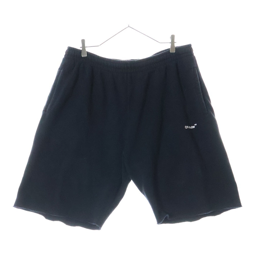 OFF-WHITE(オフホワイト) CARAVAG DIAG SHORTS カットオフ加工 スウェットショーツ ハーフパンツ ブラック OMCI006C99FLE005