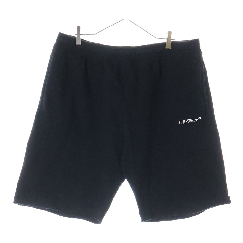 OFF-WHITE(オフホワイト) CARAVAG PAINT SHORTS カットオフ加工 スウェットショーツ ハーフパンツ ブラック OMCI006C99FLE006