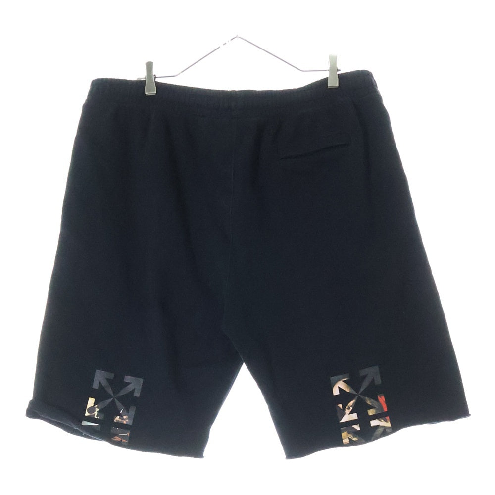 OFF-WHITE(オフホワイト) CARAVAG PAINT SHORTS カットオフ加工 スウェットショーツ ハーフパンツ ブラック OMCI006C99FLE006