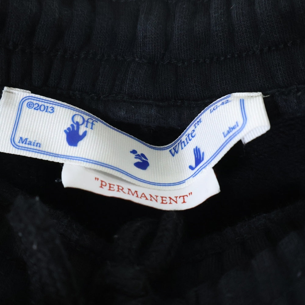 OFF-WHITE(オフホワイト) CARAVAG PAINT SHORTS カットオフ加工 スウェットショーツ ハーフパンツ ブラック OMCI006C99FLE006
