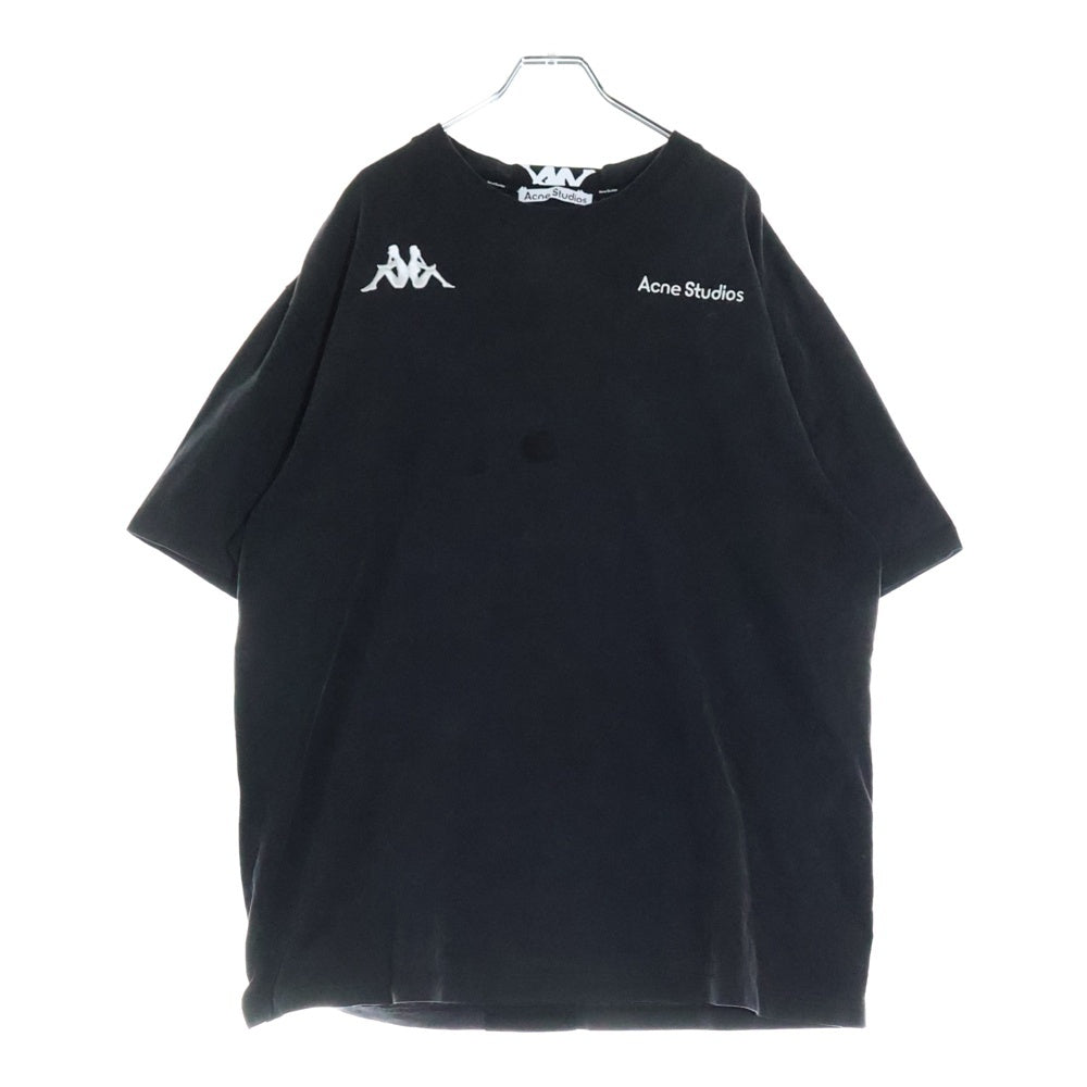 Acne Studios(アクネ ストゥディオズ) ×KAPPA LOGO T-SHIRT カッパ フロントロゴ刺繍Tシャツ 半袖クルーネックカットソー ブラック SP-UX-TSHI000049
