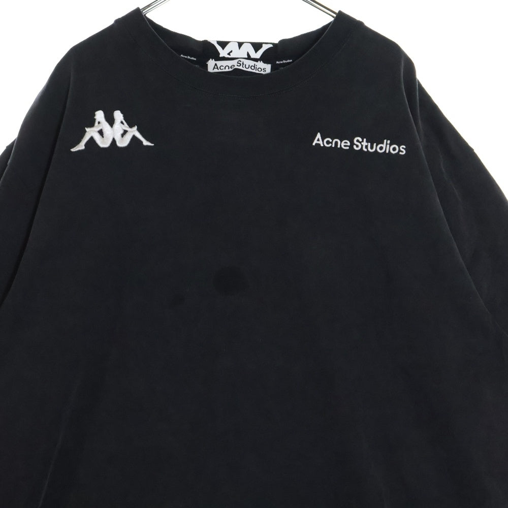 Acne Studios(アクネ ストゥディオズ) ×KAPPA LOGO T-SHIRT カッパ フロントロゴ刺繍Tシャツ 半袖クルーネックカットソー ブラック SP-UX-TSHI000049