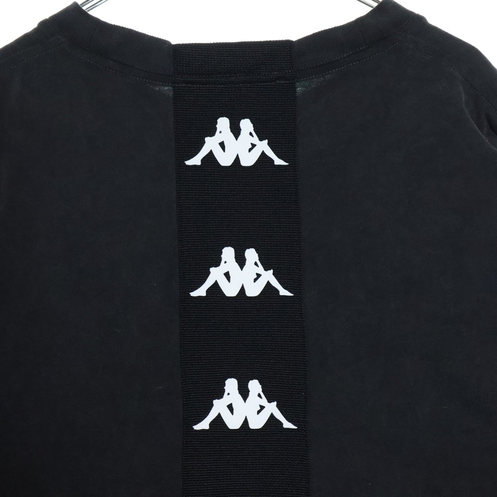 Acne Studios(アクネ ストゥディオズ) ×KAPPA LOGO T-SHIRT カッパ フロントロゴ刺繍Tシャツ 半袖クルーネックカットソー ブラック SP-UX-TSHI000049