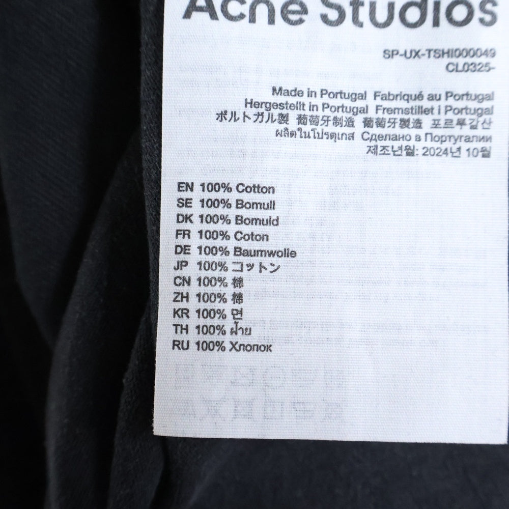 Acne Studios(アクネ ストゥディオズ) ×KAPPA LOGO T-SHIRT カッパ フロントロゴ刺繍Tシャツ 半袖クルーネックカットソー ブラック SP-UX-TSHI000049