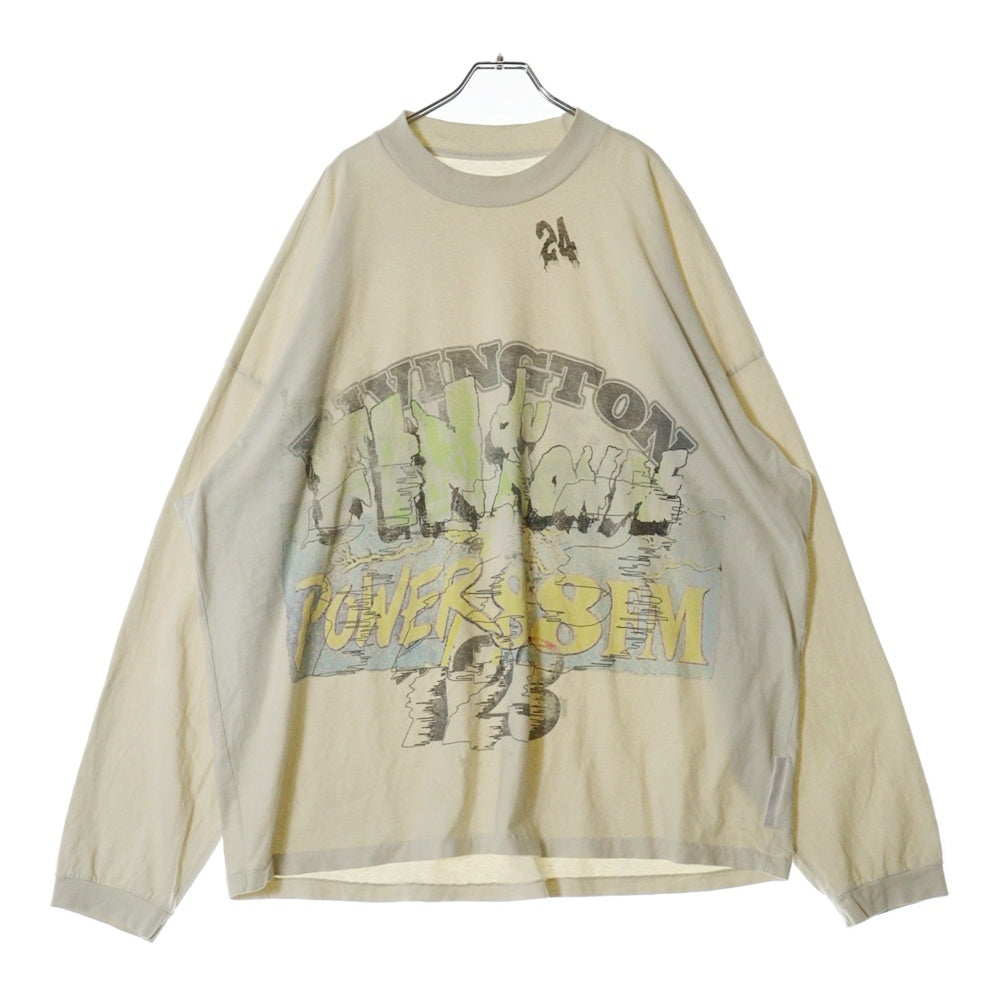 RRR123 RIVINGTON roi Rebis(リヴィントンロイレビス) FIN DU MONE LS TEE 両面グラフィックプリントTシャツ 長袖クルーネックカットソー アイボリー