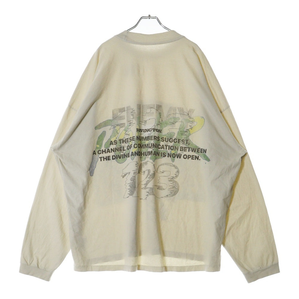 RRR123 RIVINGTON roi Rebis(リヴィントンロイレビス) FIN DU MONE LS TEE 両面グラフィックプリントTシャツ 長袖クルーネックカットソー アイボリー