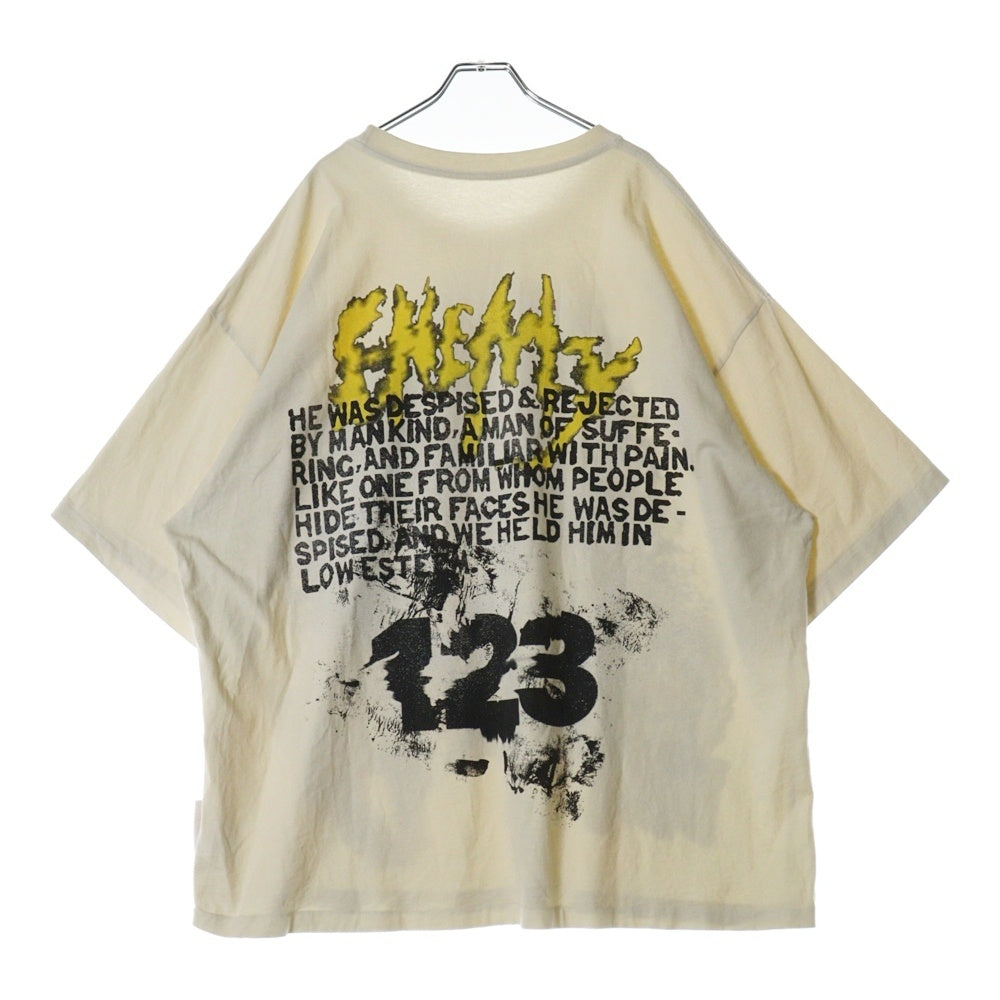 RRR123 RIVINGTON roi Rebis(リヴィントンロイレビス) THEATRE CVA SS TEE 両面グラフィックプリントTシャツ 半袖クルーネックカットソー アイボリー