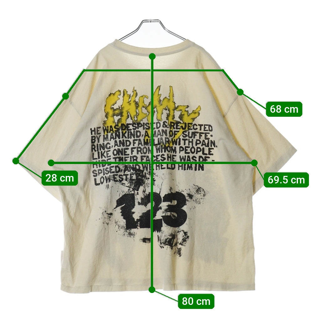 RRR123 RIVINGTON roi Rebis(リヴィントンロイレビス) THEATRE CVA SS TEE 両面グラフィックプリントTシャツ 半袖クルーネックカットソー アイボリー
