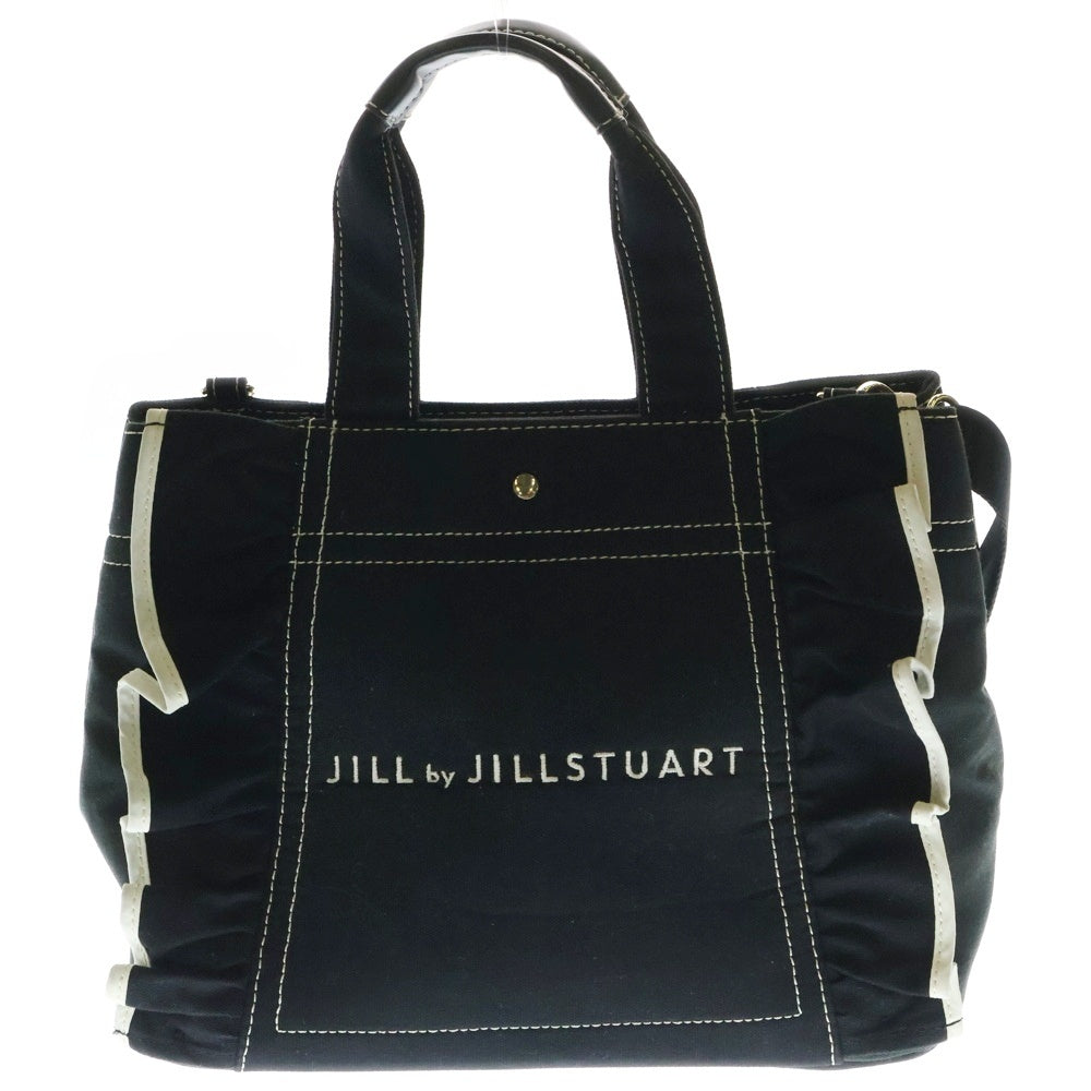JILL STUART(ジル スチュアート) フリル キャンバス 2WAY ハンド ショルダーバッグ レディース ブラック 125-1283208