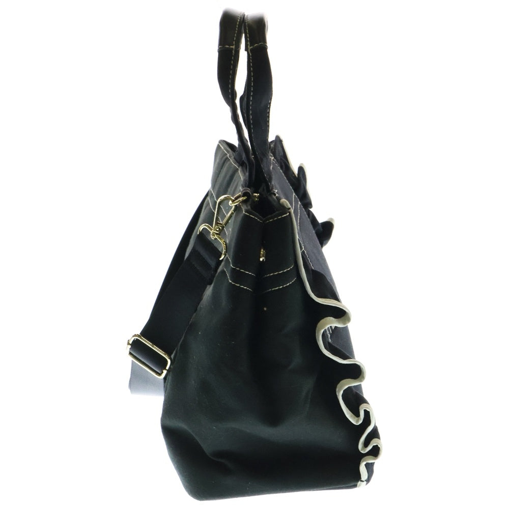 JILL STUART(ジル スチュアート) フリル キャンバス 2WAY ハンド ショルダーバッグ レディース ブラック 125-1283208