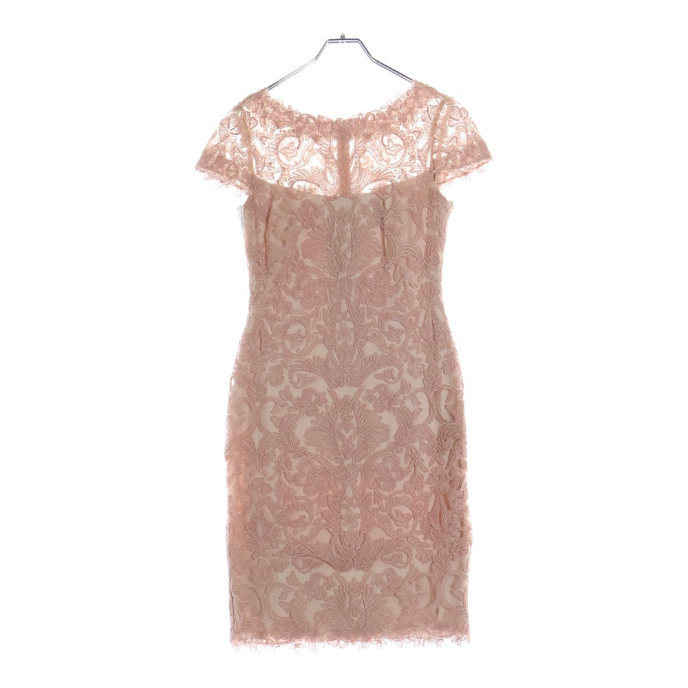 TADASHI SHOJI(タダシショウジ) CORDED EMBROIDERY ON TULLE CAP SLEEVE DRESS コードエンブロイダリー チュール キャップスリーブ ドレス ワンピース レディース ピンク ALX1812M