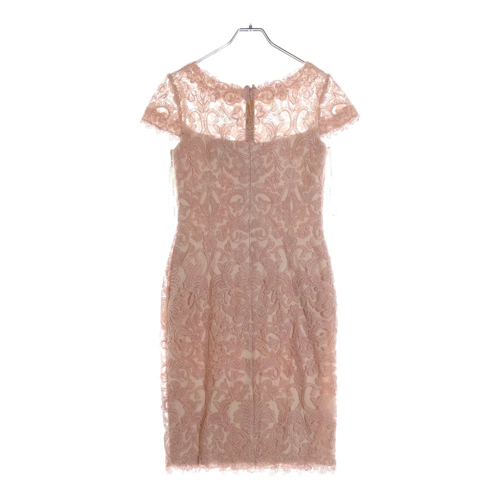 TADASHI SHOJI(タダシショウジ) CORDED EMBROIDERY ON TULLE CAP SLEEVE DRESS コードエンブロイダリー チュール キャップスリーブ ドレス ワンピース レディース ピンク ALX1812M