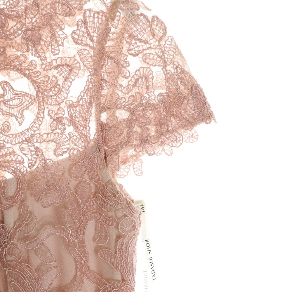 TADASHI SHOJI(タダシショウジ) CORDED EMBROIDERY ON TULLE CAP SLEEVE DRESS コードエンブロイダリー チュール キャップスリーブ ドレス ワンピース レディース ピンク ALX1812M