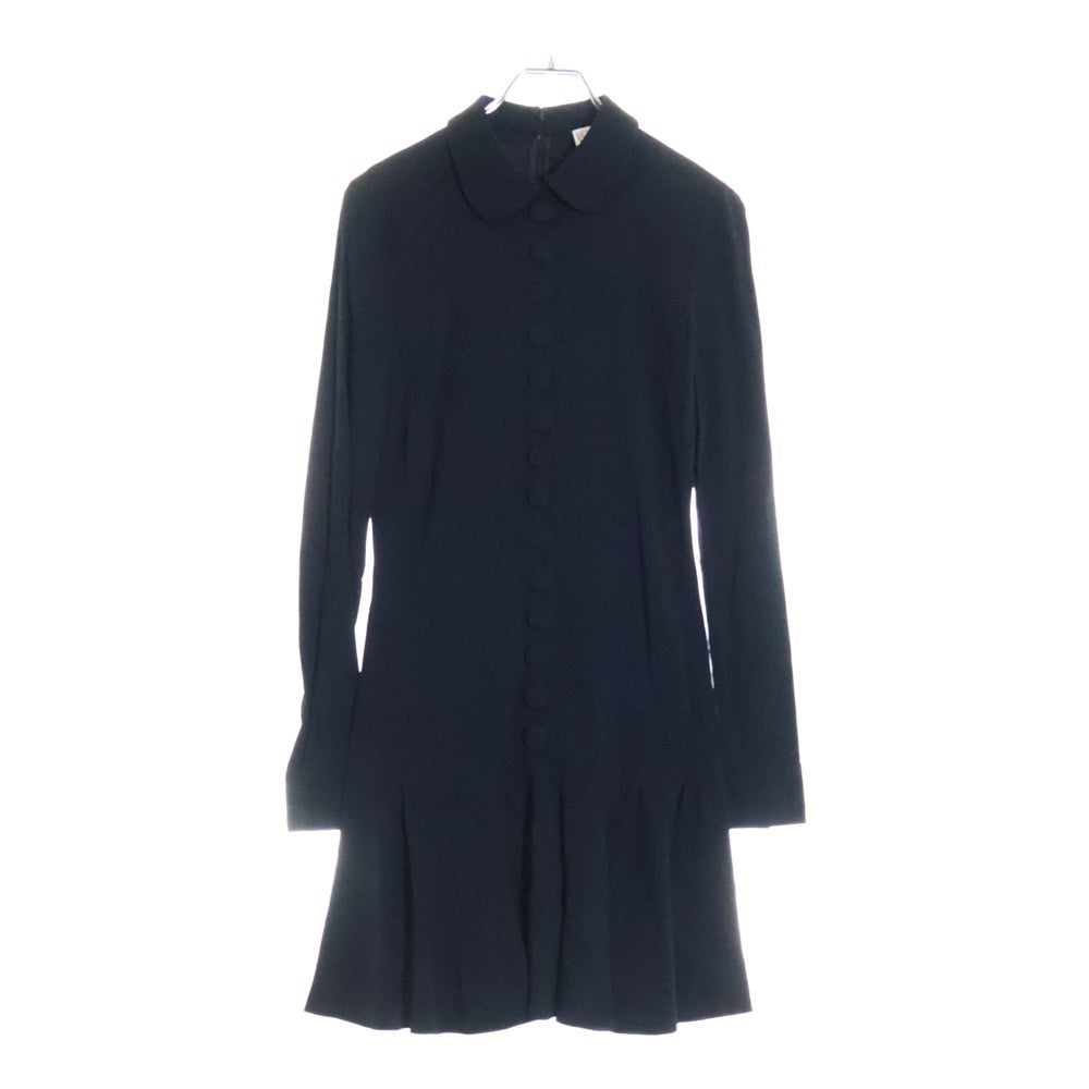 RED VALENTINO(レッド ヴァレンティノ) ボタンデザイン フラットカラー ティアード ロングスリーブ ドレス ワンピース レディース ブラック QR3VA7403SM