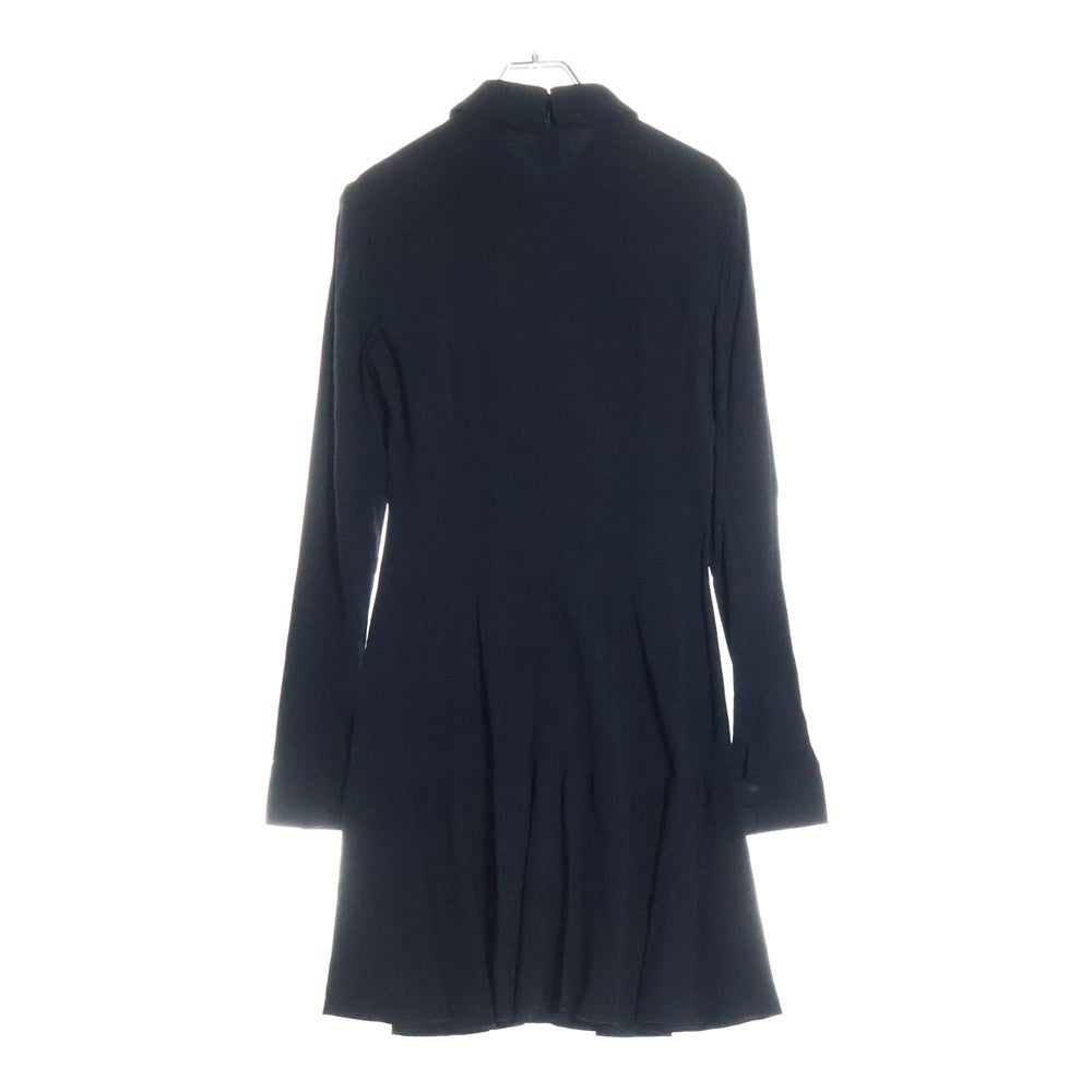 RED VALENTINO(レッド ヴァレンティノ) ボタンデザイン フラットカラー ティアード ロングスリーブ ドレス ワンピース レディース ブラック QR3VA7403SM