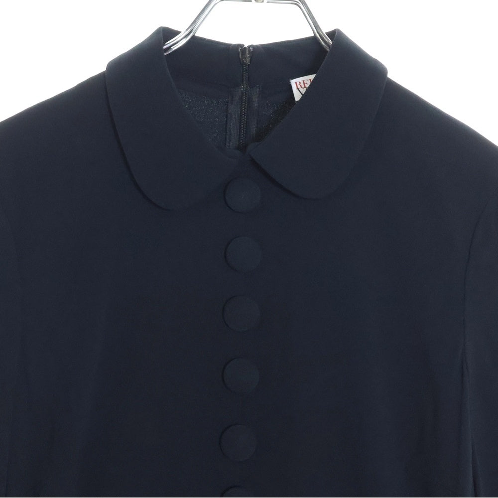 RED VALENTINO(レッド ヴァレンティノ) ボタンデザイン フラットカラー ティアード ロングスリーブ ドレス ワンピース レディース ブラック QR3VA7403SM