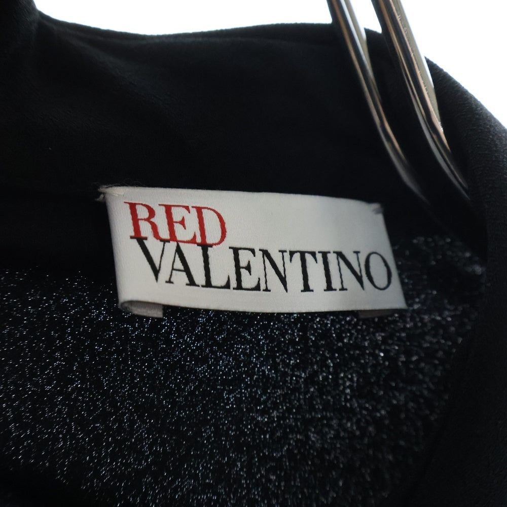 RED VALENTINO(レッド ヴァレンティノ) ボタンデザイン フラットカラー ティアード ロングスリーブ ドレス ワンピース レディース ブラック QR3VA7403SM