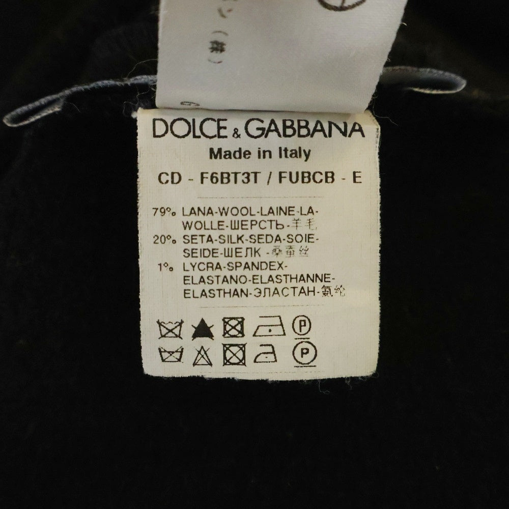 DOLCE & GABBANA(ドルチェアンドガッバーナ) ラナウール パワーショルダー パッチポケット クルーネック ドレス ワンピース レディース ブラック F6BT3T