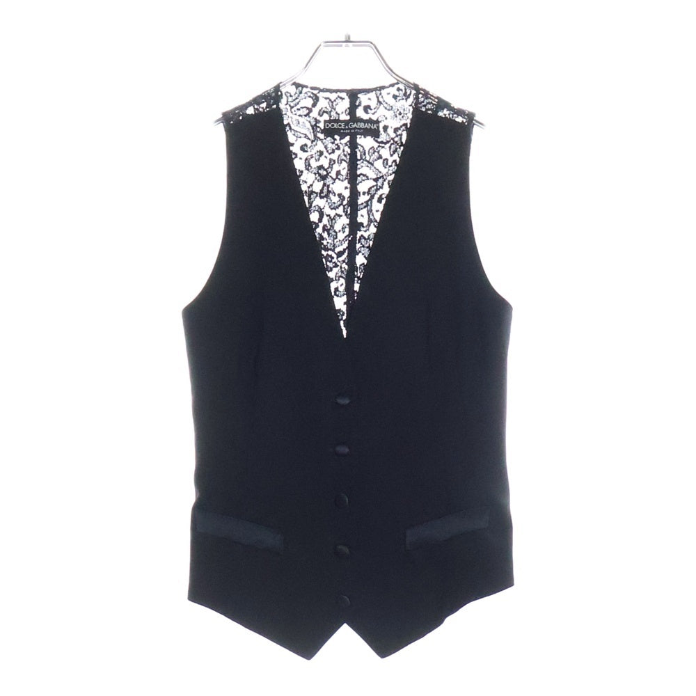 DOLCE & GABBANA(ドルチェアンドガッバーナ) レース エンブロイダリー タキシード ベスト レディース ブラック F7996T
