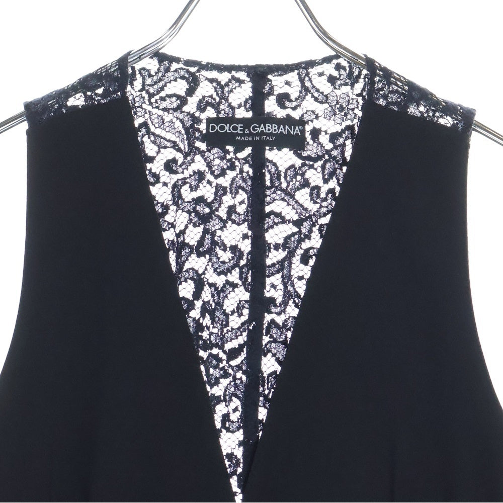 DOLCE & GABBANA(ドルチェアンドガッバーナ) レース エンブロイダリー タキシード ベスト レディース ブラック F7996T