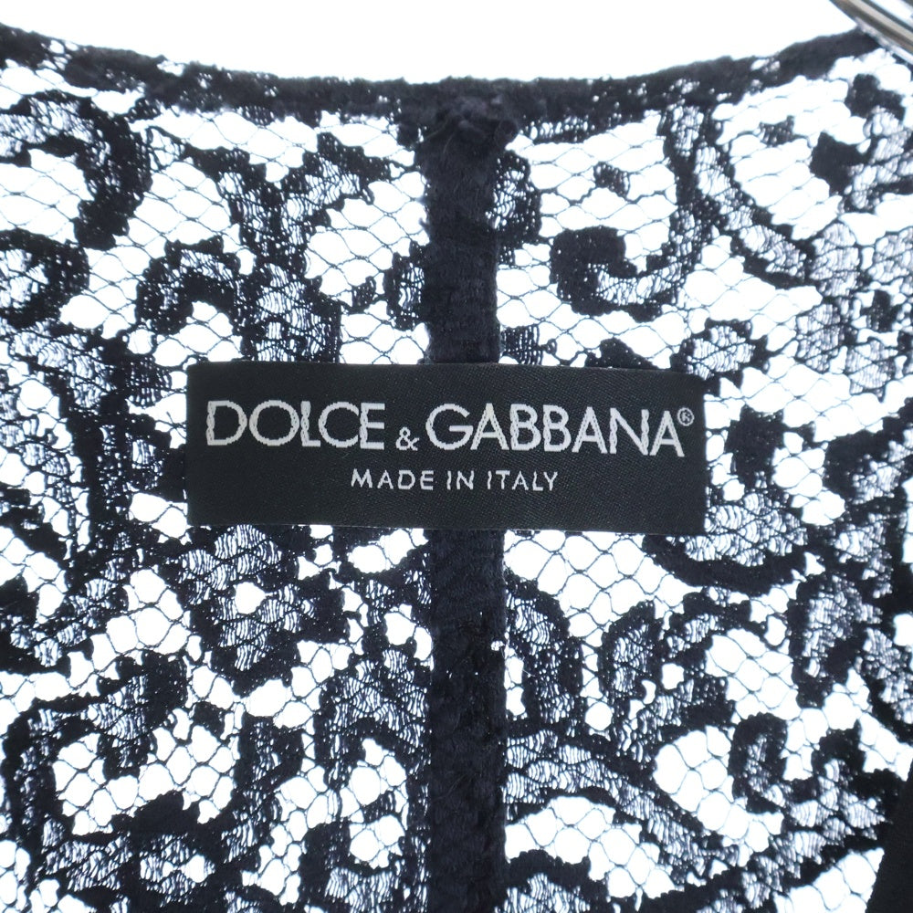 DOLCE & GABBANA(ドルチェアンドガッバーナ) レース エンブロイダリー タキシード ベスト レディース ブラック F7996T