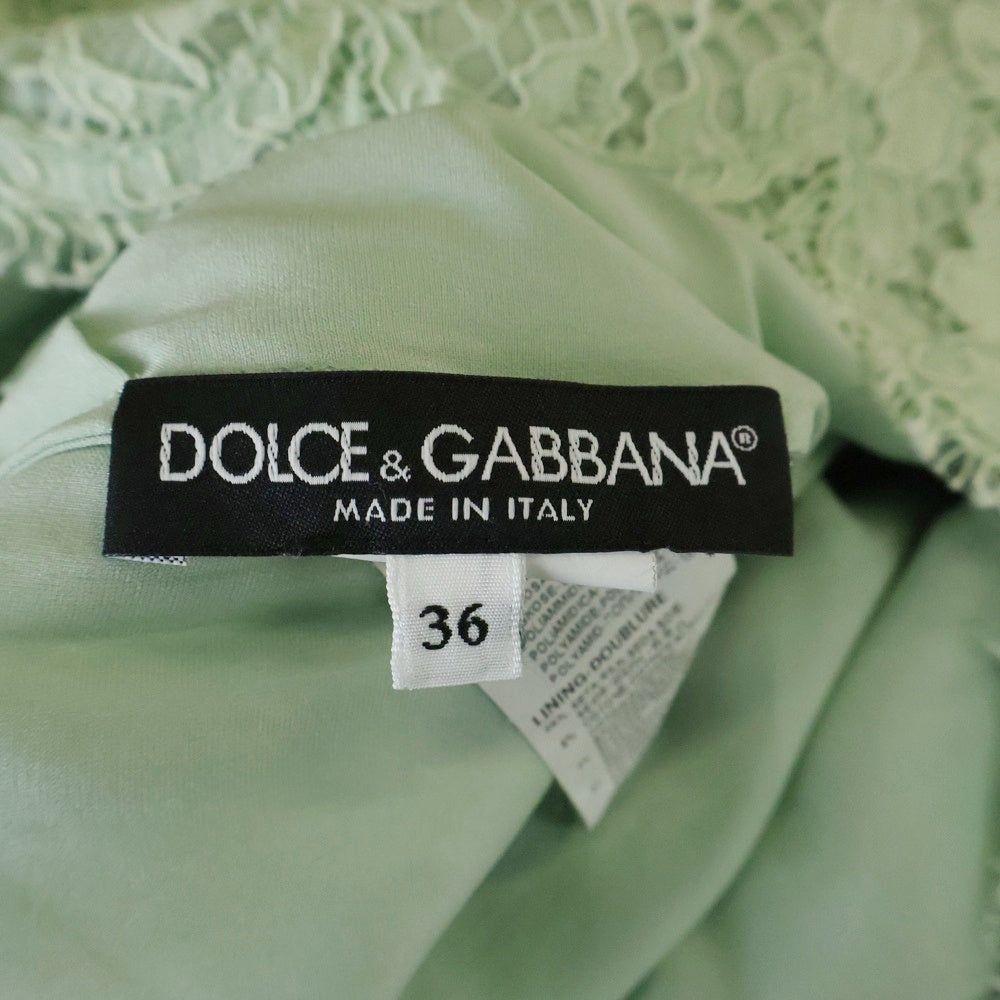 DOLCE & GABBANA(ドルチェアンドガッバーナ) レース エンブロイダリー キャップスリーブ サックドレス ワンピース レディース ミントグリーン F65V1T