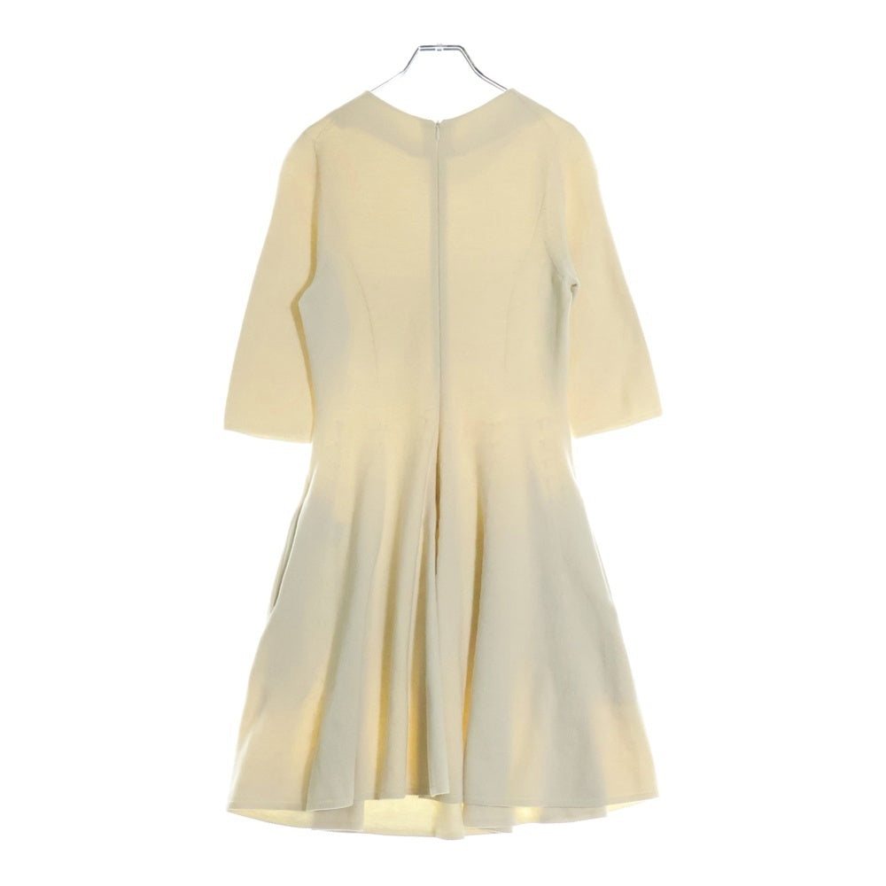 FOXEY(フォクシー) バック ジップ クルーネック ウール ニット ワンピース ドレス レディース アイボリー 34845-KA0FI06MY