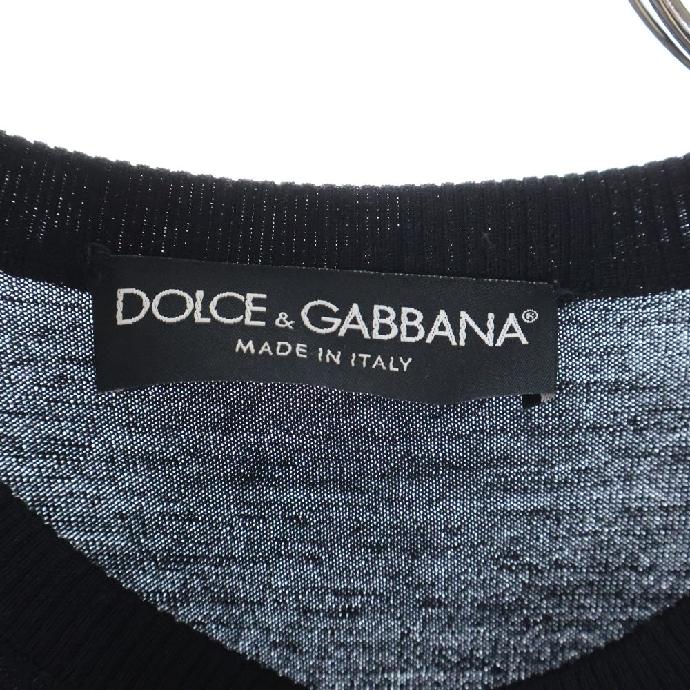 DOLCE & GABBANA(ドルチェアンドガッバーナ) ハート エンブロイダリー クルーネック リブニット カーディガン レディース ブラック/レッド FLC08K
