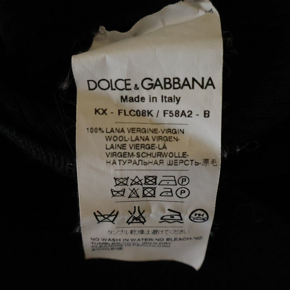 DOLCE & GABBANA(ドルチェアンドガッバーナ) ハート エンブロイダリー クルーネック リブニット カーディガン レディース ブラック/レッド FLC08K