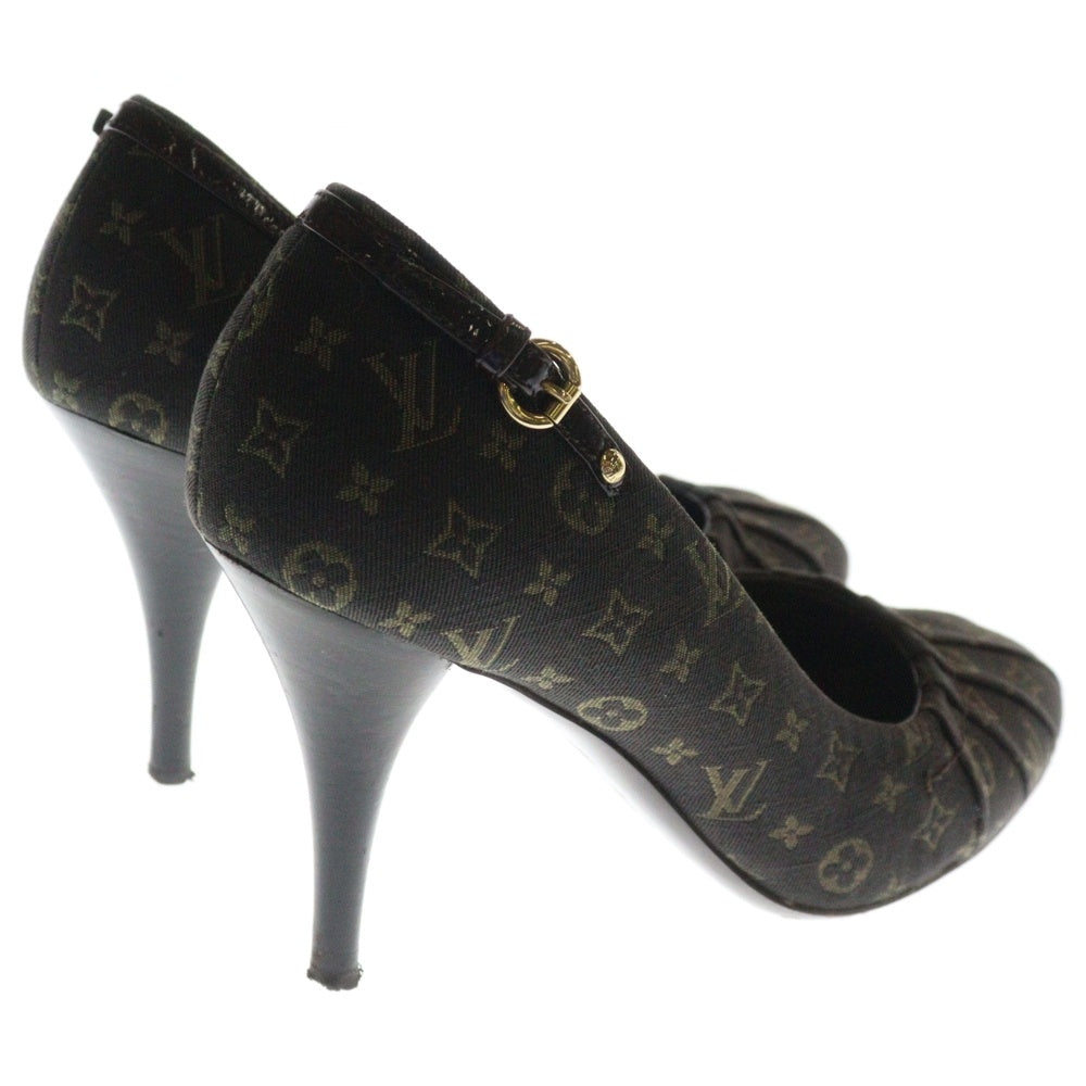 LOUIS VUITTON(ルイヴィトン) モノグラム キャンバス タック ラウンドトゥ ハイヒール パンプス シューズ レディース ブラウン