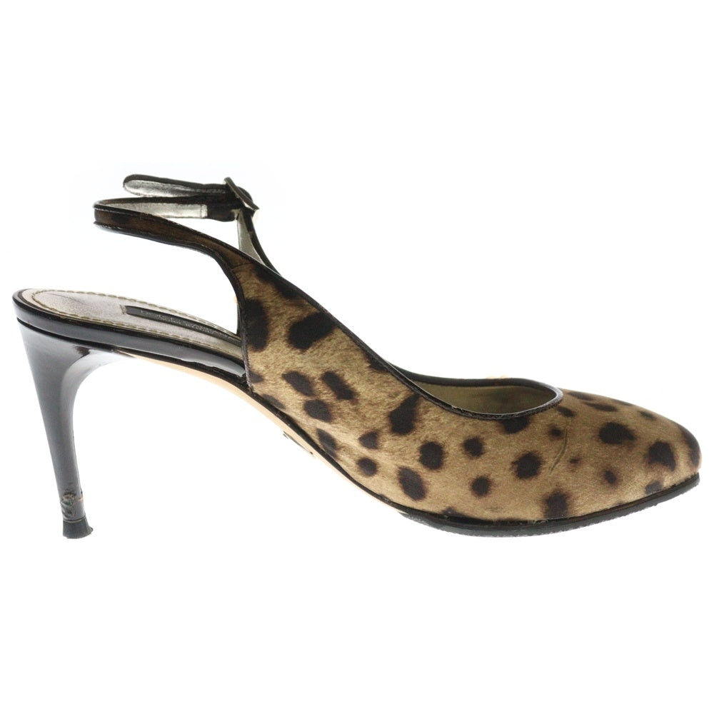 DOLCE & GABBANA(ドルチェアンドガッバーナ) レオパード ラウンドトゥ ハイヒール パンプス シューズ レディース ブラウン