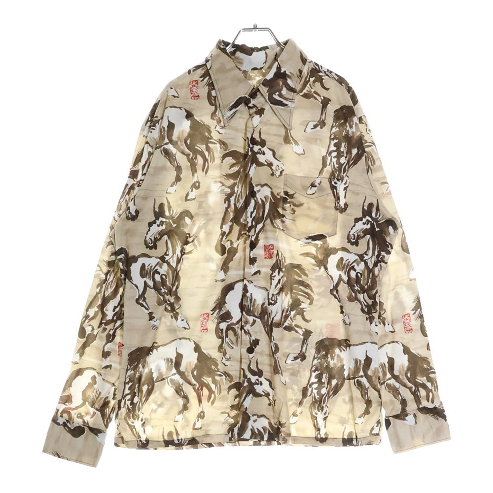 VINTAGE(ヴィンテージ) 70S VINTAGE SEARS KINGS LOAD L/S SHIRT ヴィンテージ シアーズ キングスロード ホース総柄 長袖シャツ ブラウン