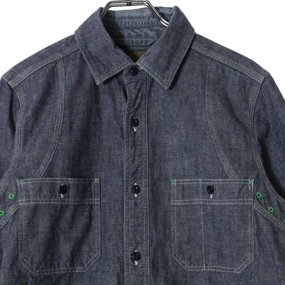NIGEL CABOURN(ナイジェルケーボン) シャンブレー メディカル 長袖 シャツ インディゴ