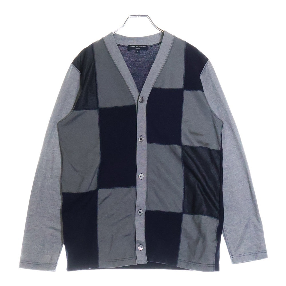 COMME des GARCONS HOMME(コムデギャルソンオム) 17SS AD2016 パッチワーク ニット カーディガン ネイビー/グレー HS‐T001