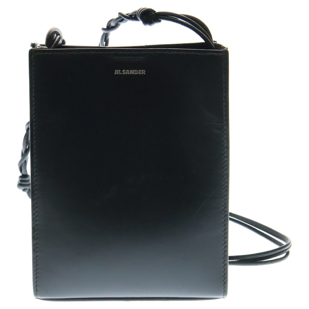 JIL SANDER(ジルサンダー) TANGLE SM タングル スモール シルバー ロゴ レザー ショルダーバッグ ブラック JSPQ850173