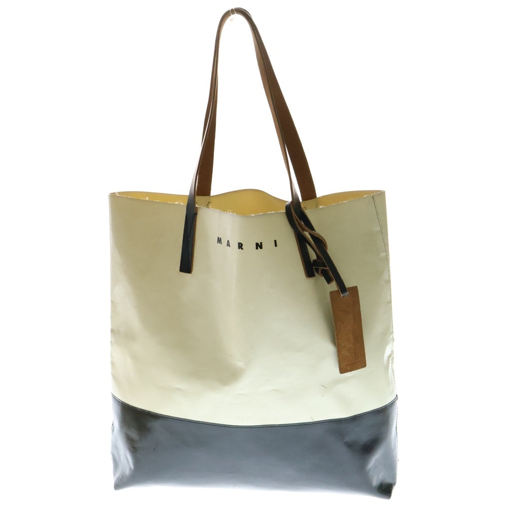 MARNI(マルニ) TRIBECA SHOPPING BAG トライベッカ ショッピング トートバッグ レディース アイボリー/ブラック RY24000932