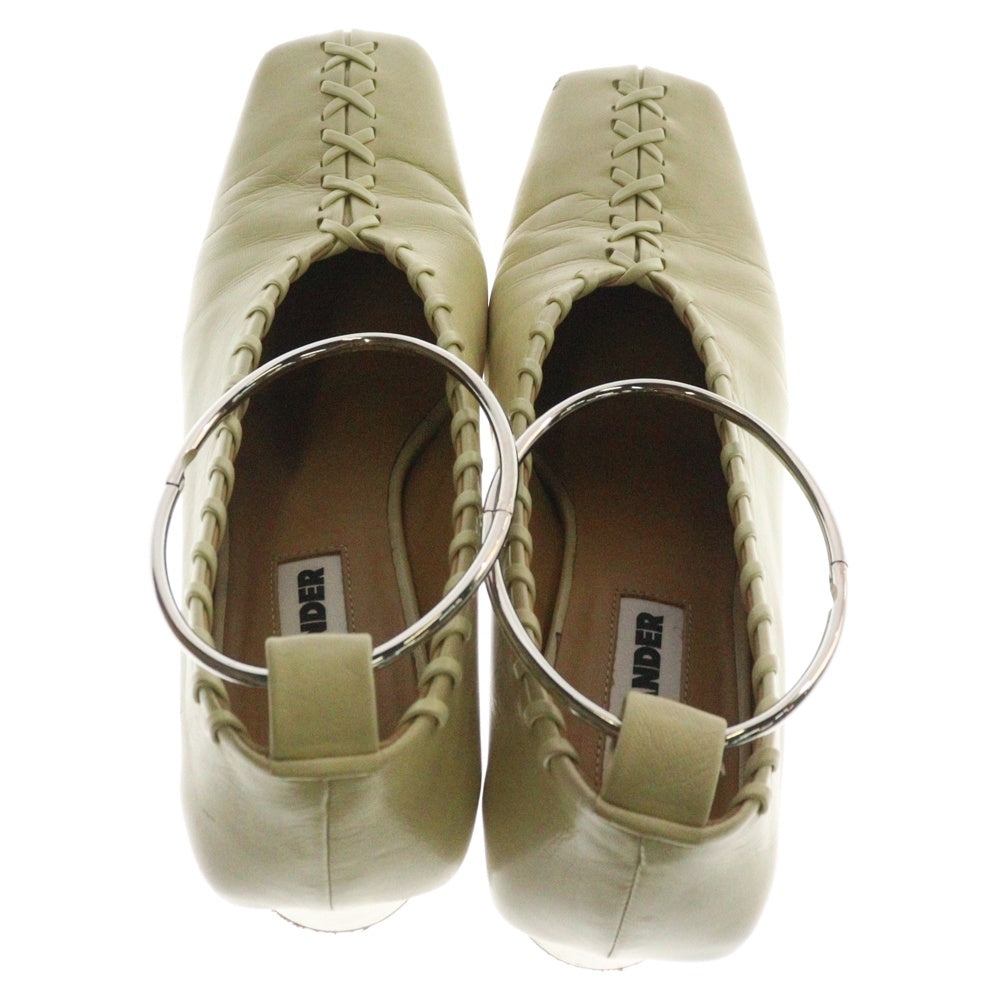 JIL SANDER(ジルサンダー) メタル アンクレット バレリーナ ヒール シューズ レディース アイボリー JS33034A