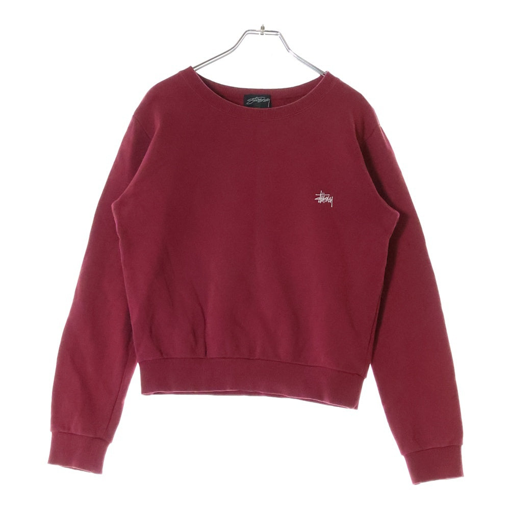 STUSSY(ステューシー) ロゴエンブロイダリー バックプリント クルーネックスウェットトレーナー レッド レディース