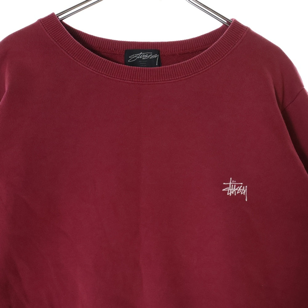 STUSSY(ステューシー) ロゴエンブロイダリー バックプリント クルーネックスウェットトレーナー レッド レディース