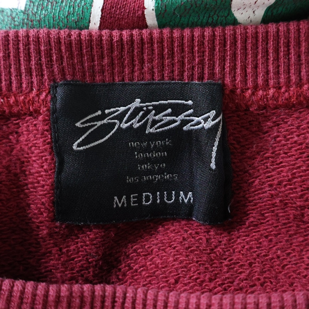 STUSSY(ステューシー) ロゴエンブロイダリー バックプリント クルーネックスウェットトレーナー レッド レディース